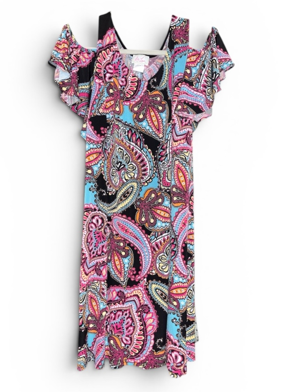Lily Lane - boutique, peekaboo shoulder, midi dress
